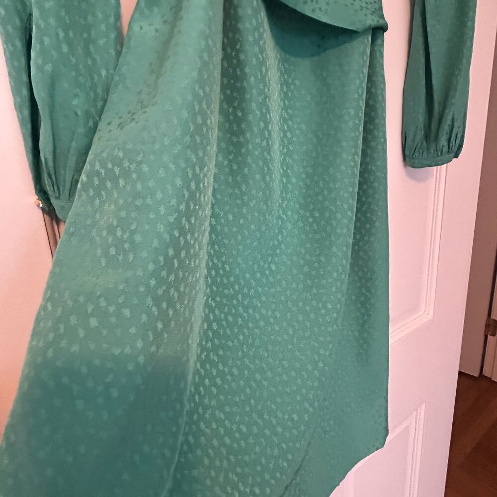 Tory Burch Emerald Green Jacquard Silk Shift Dress - Timeless Vintage Vibe - Picture 3 of 5